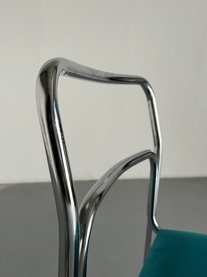 Vintage Stapelstuhl von Italien Produktion für Bauhaus Chrom und grüner Samt