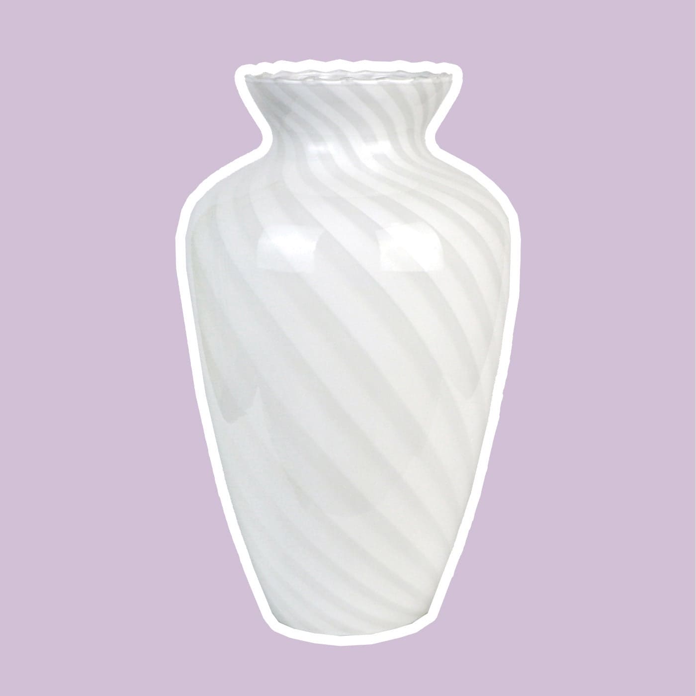 Vintage Murano swirl vase glass Venice 1950 white pink Vetro Barovier Toso