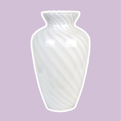 Vintage Murano swirl vase glass Venice 1950 white pink Vetro Barovier Toso