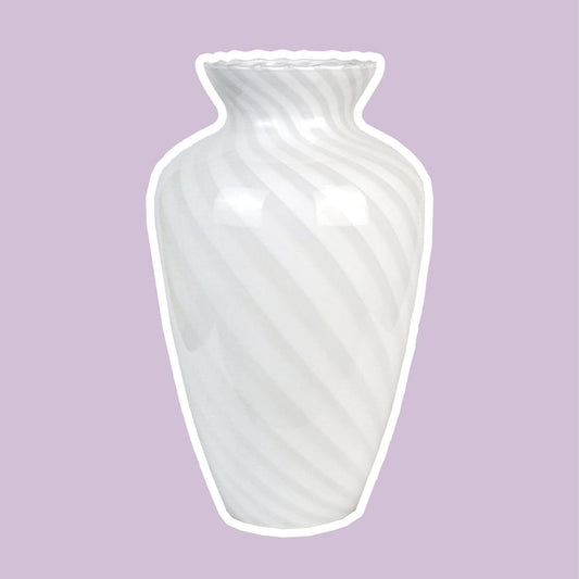 Vintage Murano swirl vase glass Venice 1950 white pink Vetro Barovier Toso