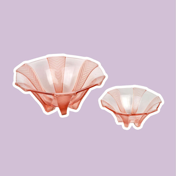 Bol en verre Rosalin vintage Walther Söhne Art Déco Set de 2