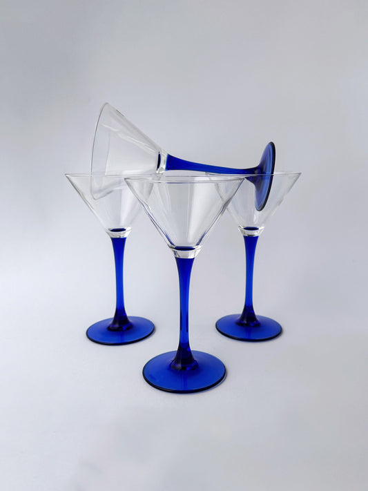 Set von 4 Vintage Cocktailgläser "Oceane Saphir" von Luminarc