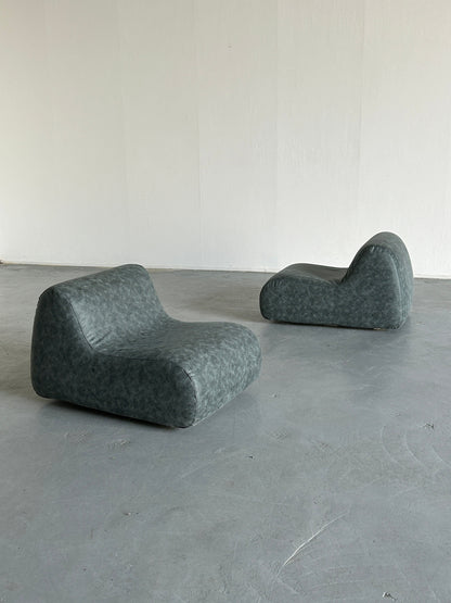 Vintage Set von 2 Lounge Sessel Grau Schaumstoff Kunststoff