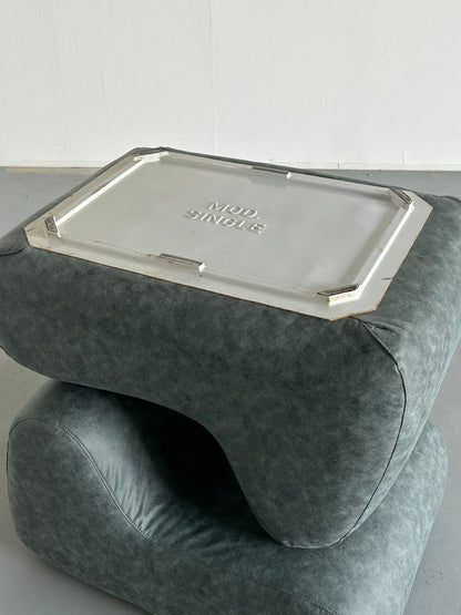Vintage Set von 2 Lounge Sessel Grau Schaumstoff Kunststoff