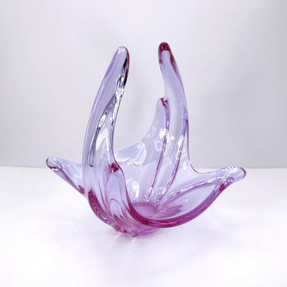 Vintage Schale Murano Glas Alexandrit Neodym Flieder Rosa Swirl