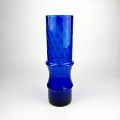 Vase en verre vintage bleu cobalt à décor Swirl, années 1980