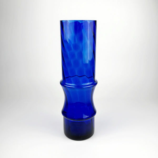 Vintage Vase Kobalt Blau Glas Swirl 1980er