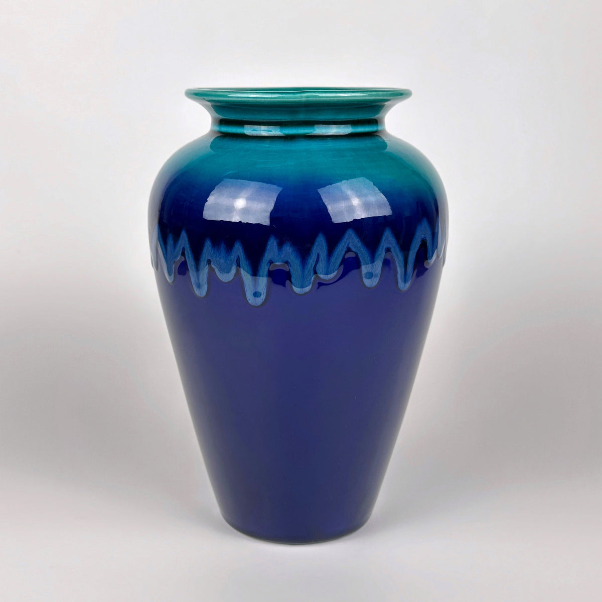 Vintage Vase Portugiesische Keramik Craquele Blau Türkis Grün 1980er