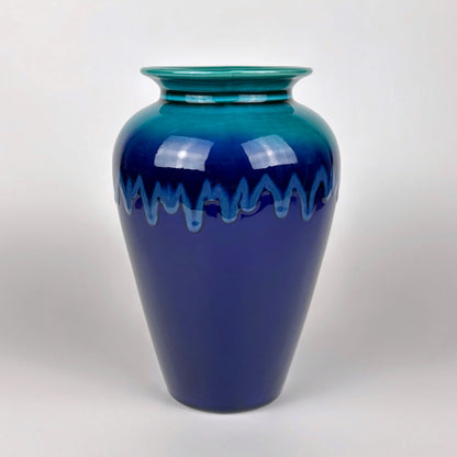Vintage Vase Portugiesische Keramik Craquele Blau Türkis Grün 1980er