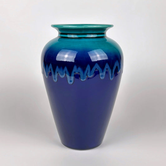 Vintage Vase Portugiesische Keramik Craquele Blau Türkis Grün 1980er