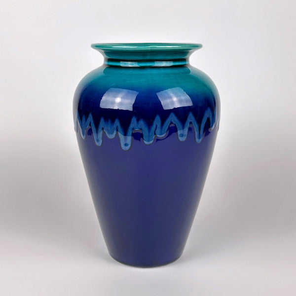 Vintage Vase Portugiesische Keramik Craquele Blau Türkis Grün 1980er