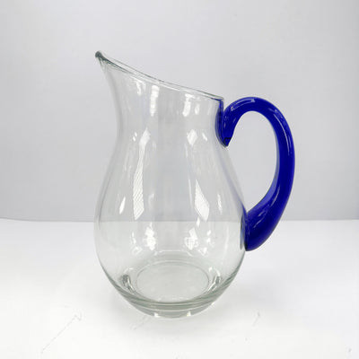 Carafe en verre vintage à poignée bleu cobalt, années 1980
