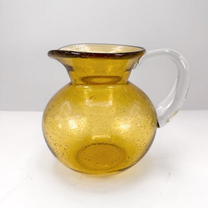 Vintage Glaskaraffe Gelb mit Bubble-Einschlüssen, Italien 1970er