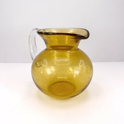 Vintage Glaskaraffe Gelb mit Bubble-Einschlüssen, Italien 1970er