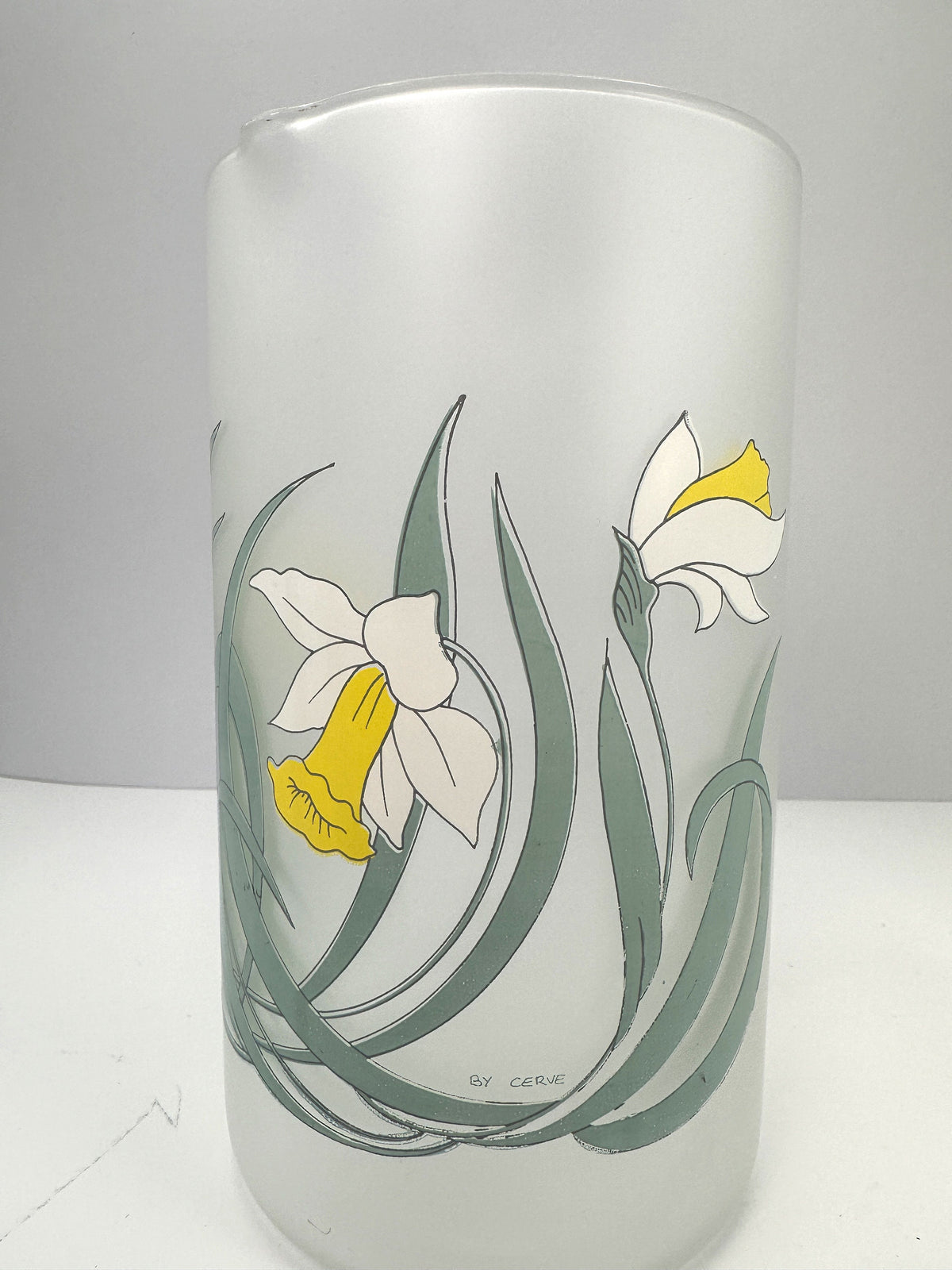 Vintage Glaskaraffe von Cerve Italia mit floralem Dekor
