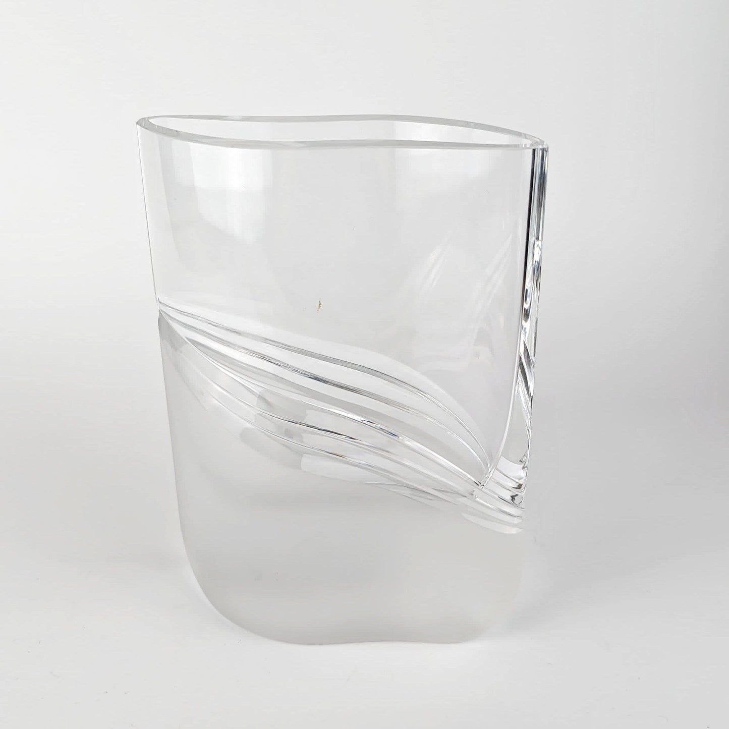 Vintage flower vase solid glass by Peill+Putzler 1970s satin crystal Elipse