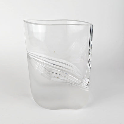 Vintage flower vase solid glass by Peill+Putzler 1970s satin crystal Elipse