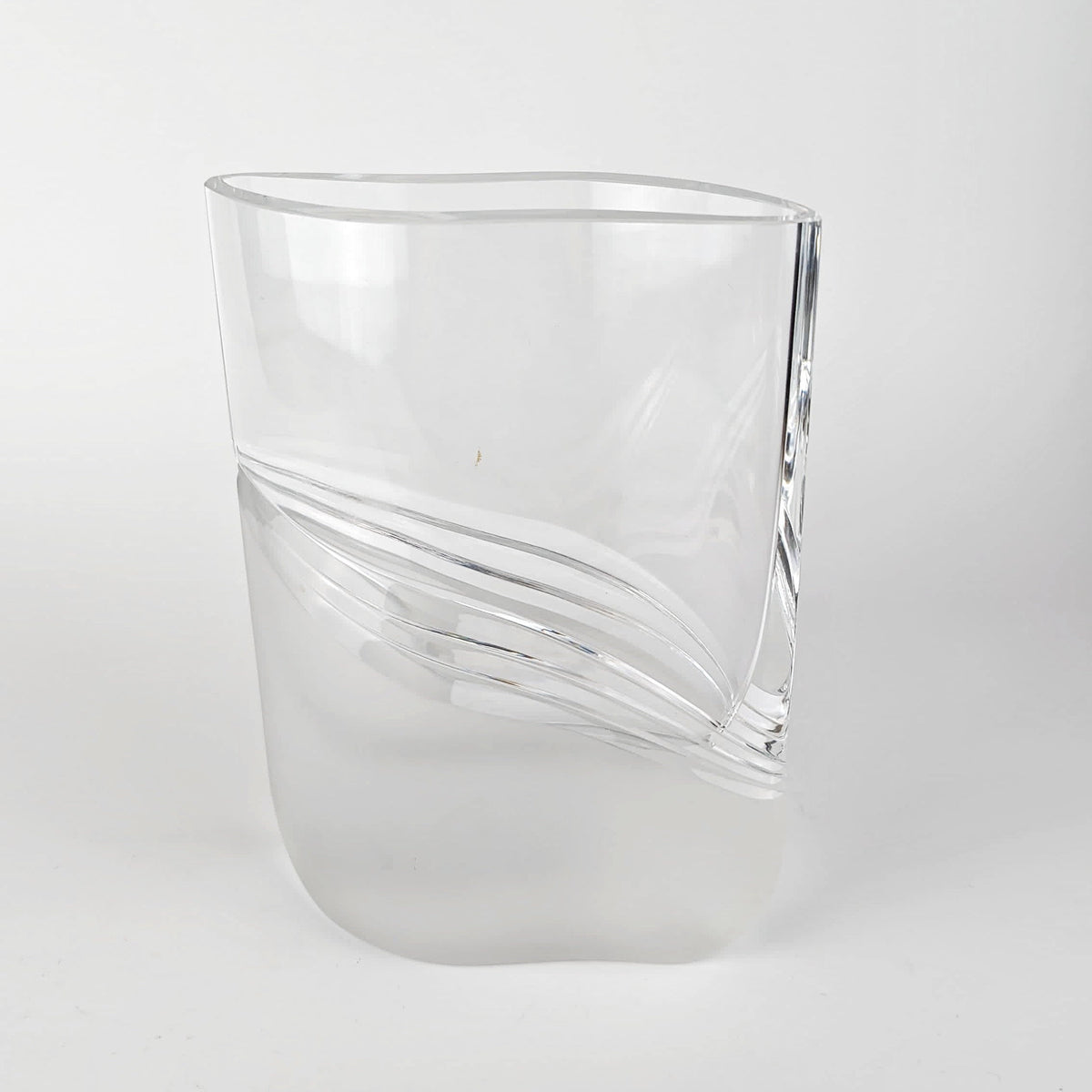 Vintage Blumenvase Massivglas von Peill+Putzler 1970er Satiniert Kristall Elipse