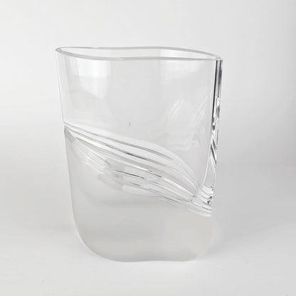 Vintage Blumenvase Massivglas von Peill+Putzler 1970er Satiniert Kristall Elipse