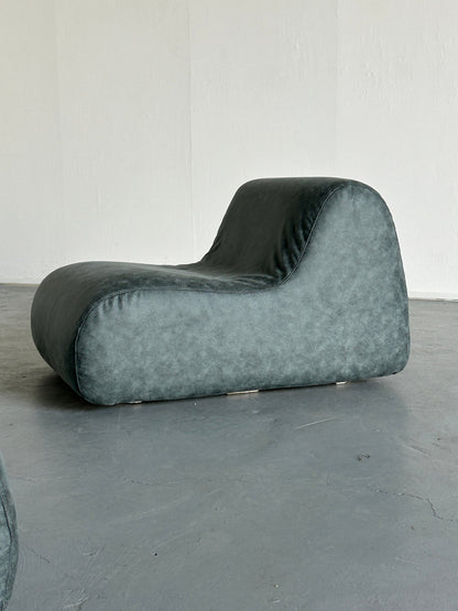 Vintage Set von 2 Lounge Sessel Grau Schaumstoff Kunststoff
