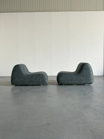 Vintage Set von 2 Lounge Sessel Grau Schaumstoff Kunststoff