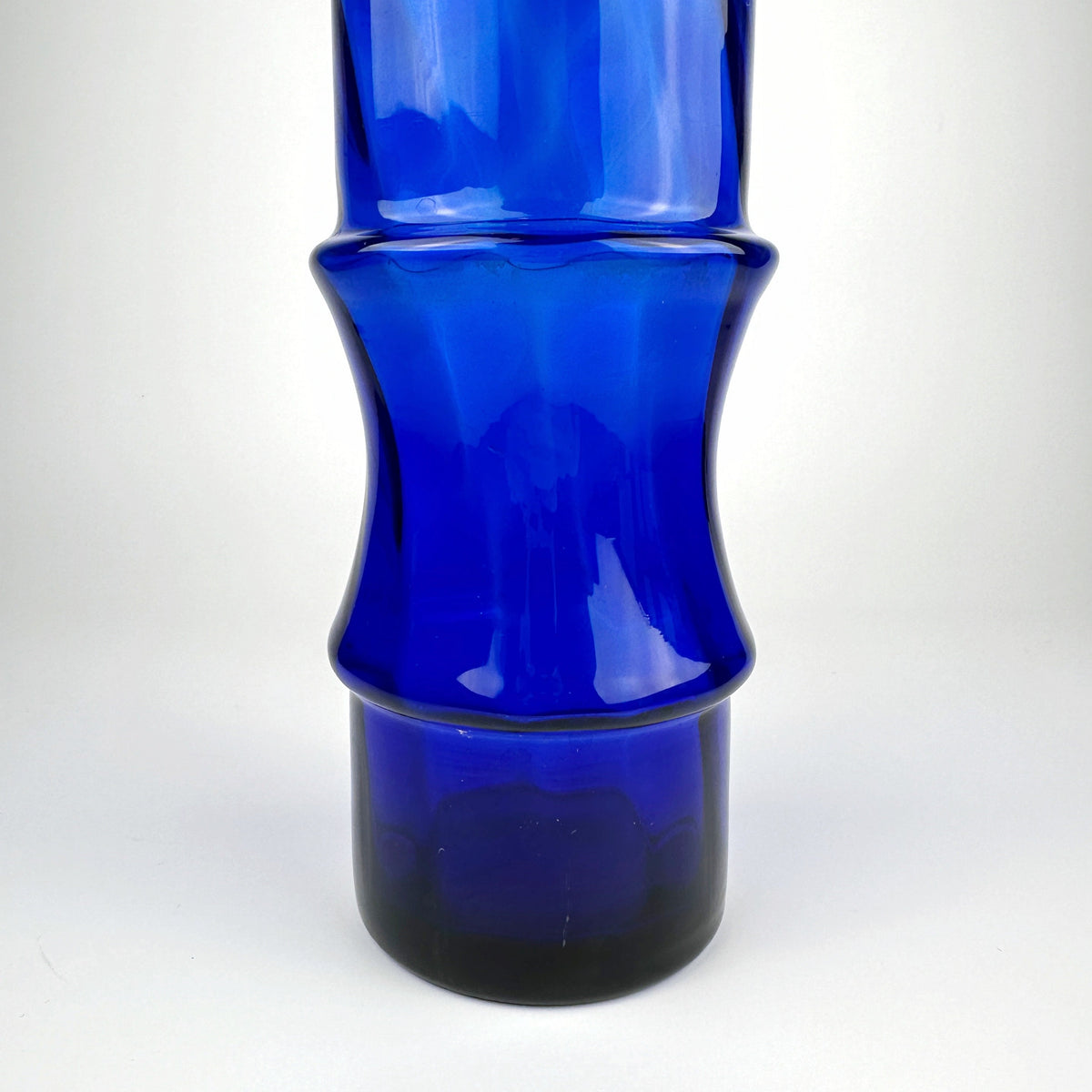 Vintage Vase Kobalt Blau Glas Swirl 1980er
