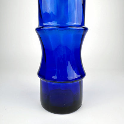 Vintage Vase Kobalt Blau Glas Swirl 1980er