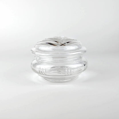 Vintage Art Deco Deckeldose Kristallglas mit floralem Schliff