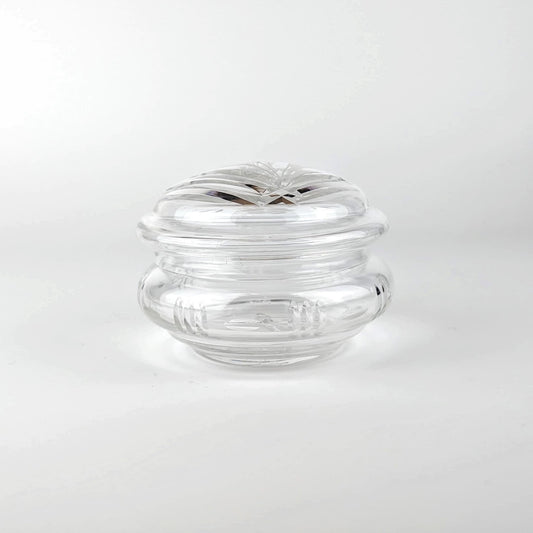 Vintage Art Deco Deckeldose Kristallglas mit floralem Schliff