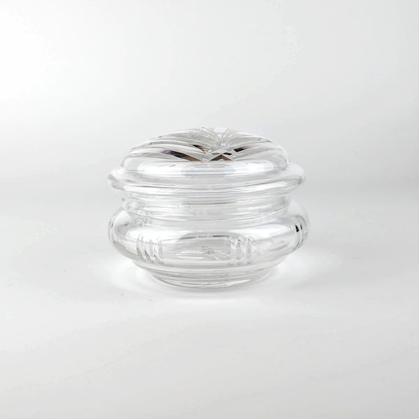 Vintage Art Deco Deckeldose Kristallglas mit floralem Schliff