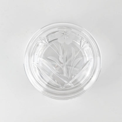 Vintage Art Deco Deckeldose Kristallglas mit floralem Schliff