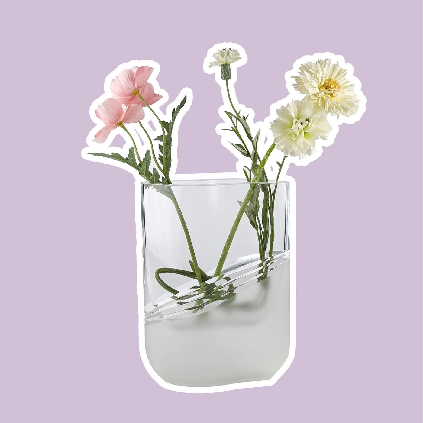 Vintage flower vase solid glass by Peill+Putzler 1970s satin crystal Elipse