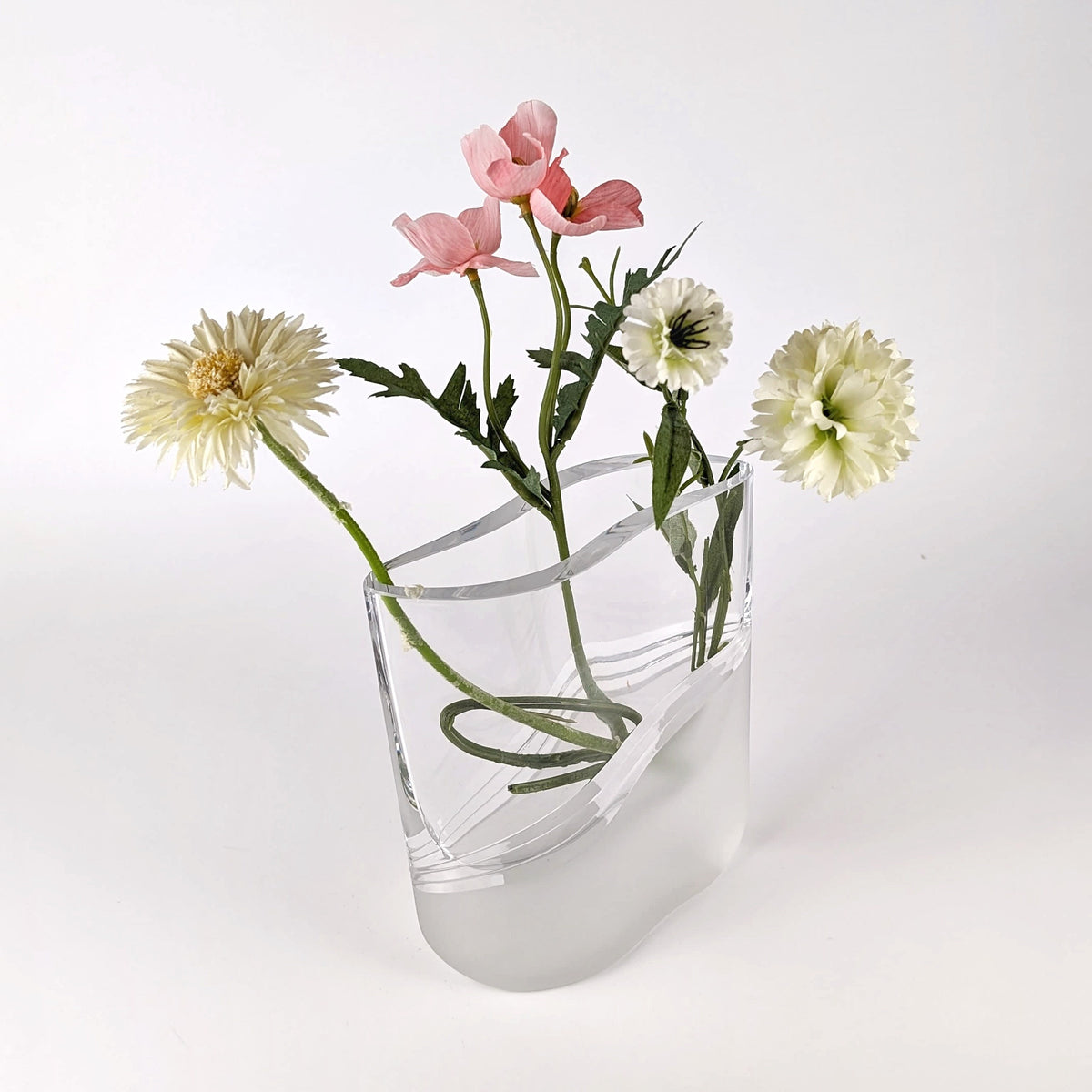 Vintage Blumenvase Massivglas von Peill+Putzler 1970er Satiniert Kristall Elipse