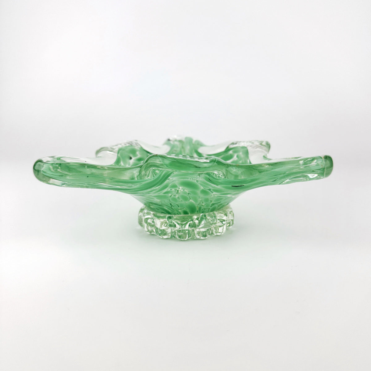 Vintage Murano Aschenbecher Pastellgrün Dreieck 70er Jahre