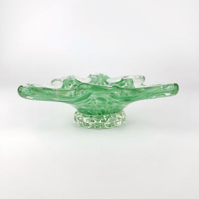 Cendrier en verre vintage vert pastel, Italie années 1970