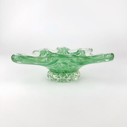 Vintage Murano Aschenbecher Pastellgrün Dreieck 70er Jahre