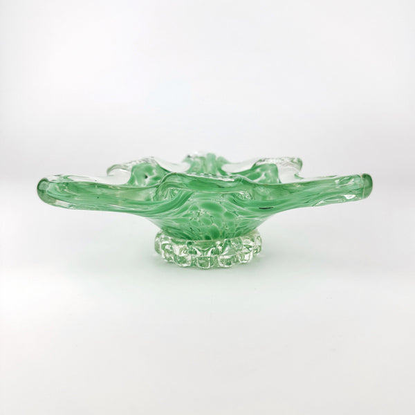 Vintage Murano Aschenbecher Pastellgrün Dreieck 70er Jahre