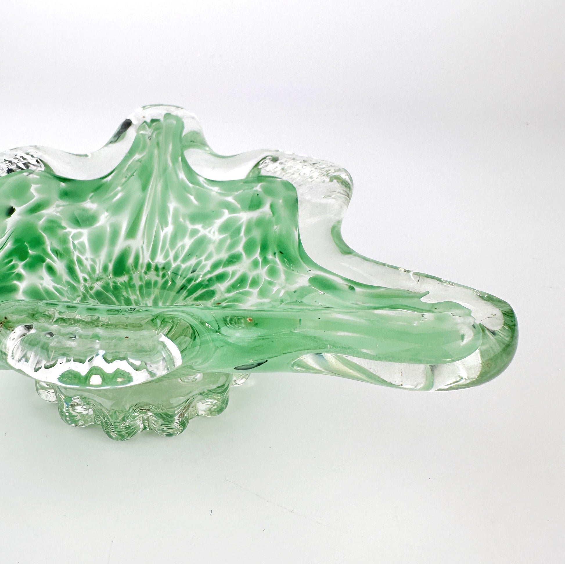Vintage Murano Aschenbecher Pastellgrün Dreieck 70er Jahre