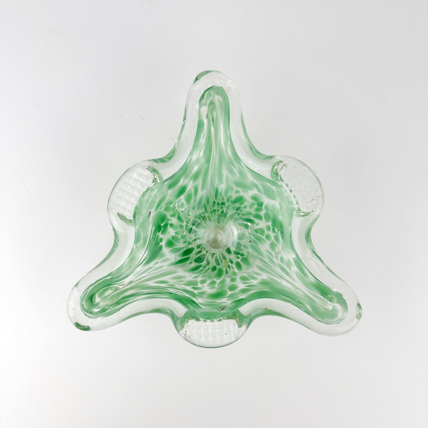 Vintage Murano Aschenbecher Pastellgrün Dreieck 70er Jahre