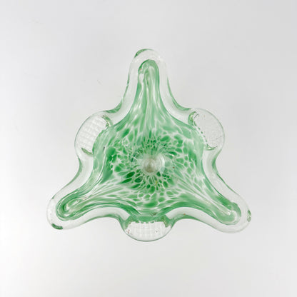 Vintage Murano Aschenbecher Pastellgrün Dreieck 70er Jahre