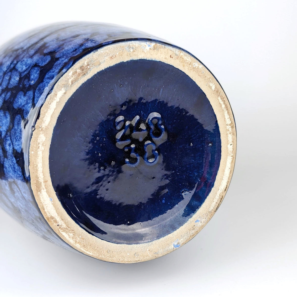 Vintage Blumenvase Fat Lava von Scheurich blau 70er