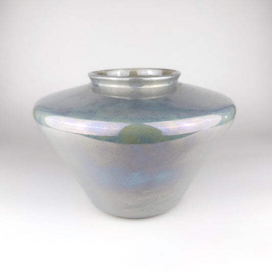 Vintage Keramikvase Grau Irisierend Art Deco 80er Jahre