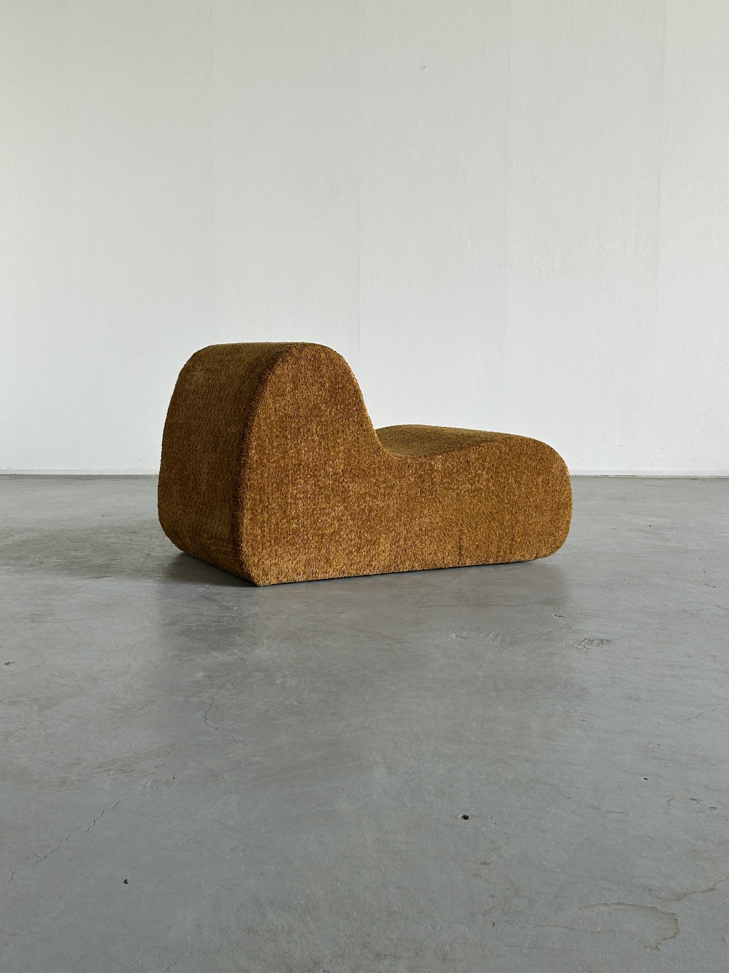 1 of 8 Vintage Italian Mid-Century-Modern Lounge Chair or Club Chair in Ochre Boucle, 1970s Italy