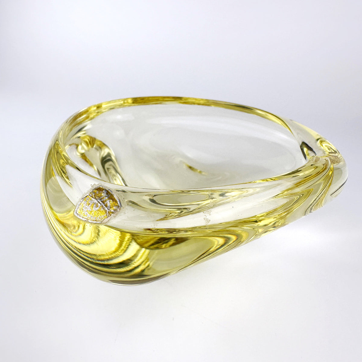 Vintage Aschenbecher Citrin Glas von Miroslav Klinger Gelb