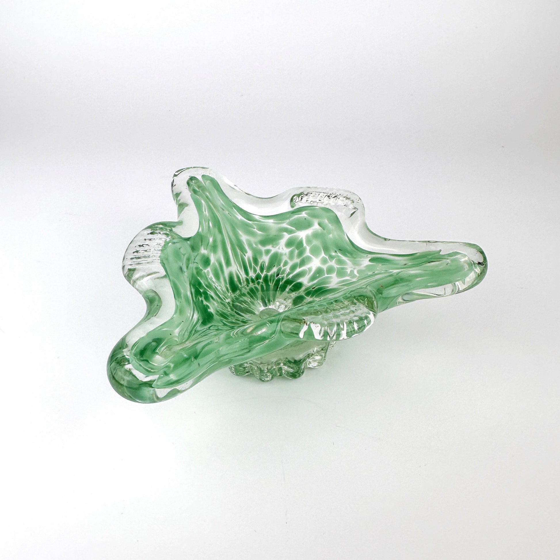 Vintage Murano Aschenbecher Pastellgrün Dreieck 70er Jahre