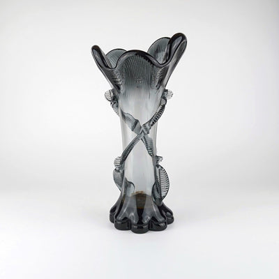 Vase en verre vintage de Franz Welz, gris-bleu, Bohême vers 1910