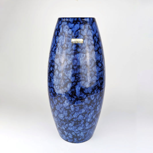 Vintage Blumenvase Fat Lava von Scheurich blau 70er