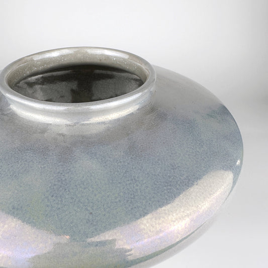 Vintage Keramikvase Grau Irisierend Art Deco 80er Jahre