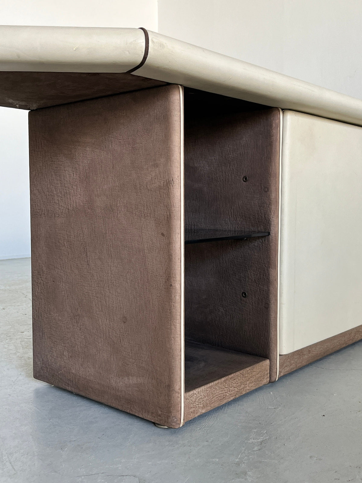 Vintage Console Cabinet Bogo by Carlo Bartoli for Rossi di Albizzate Suede Glass