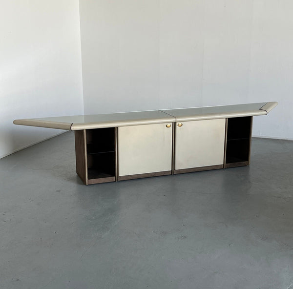Vintage Console Cabinet Bogo by Carlo Bartoli for Rossi di Albizzate Suede Glass
